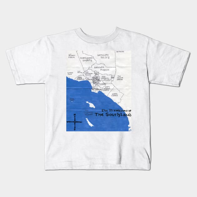 The 22 Kingdoms of the Southland Kids T-Shirt by PendersleighAndSonsCartography